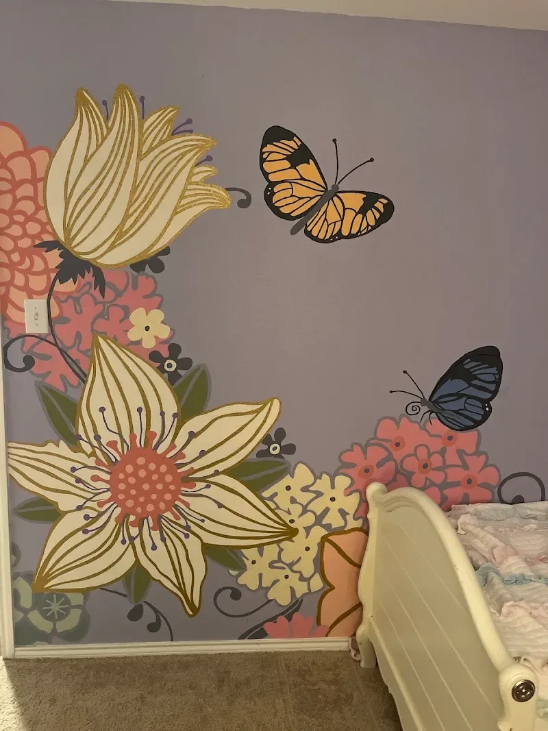 Butterflies and Striped Flowers Garden Mural in Frisco, TX