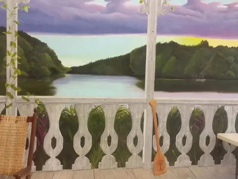 Porch View of River and Forest at Dusk Mural in Cape Coral, FL