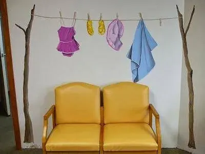 Laundry Day with Golden Chairs Mural in Joliet, IL