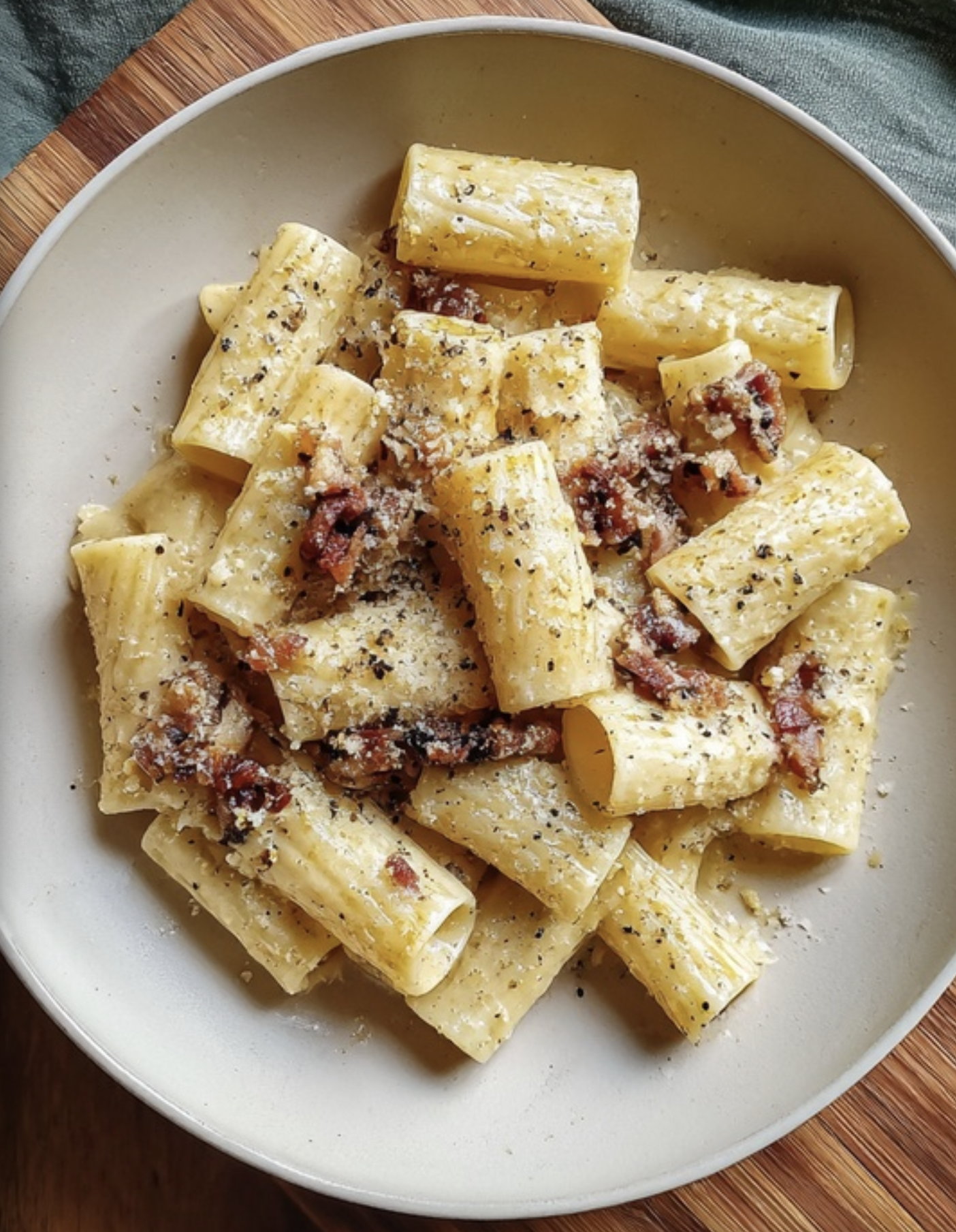 Pasta with Meat and Cheese Sauce (Rigatoni alla Gricia)
