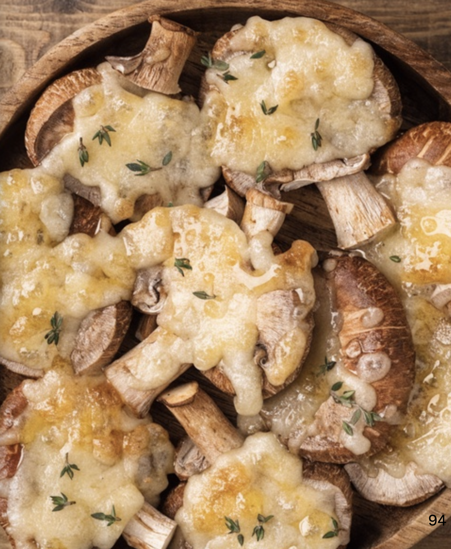 Baked Porcini with Cheese, Honey & Thyme