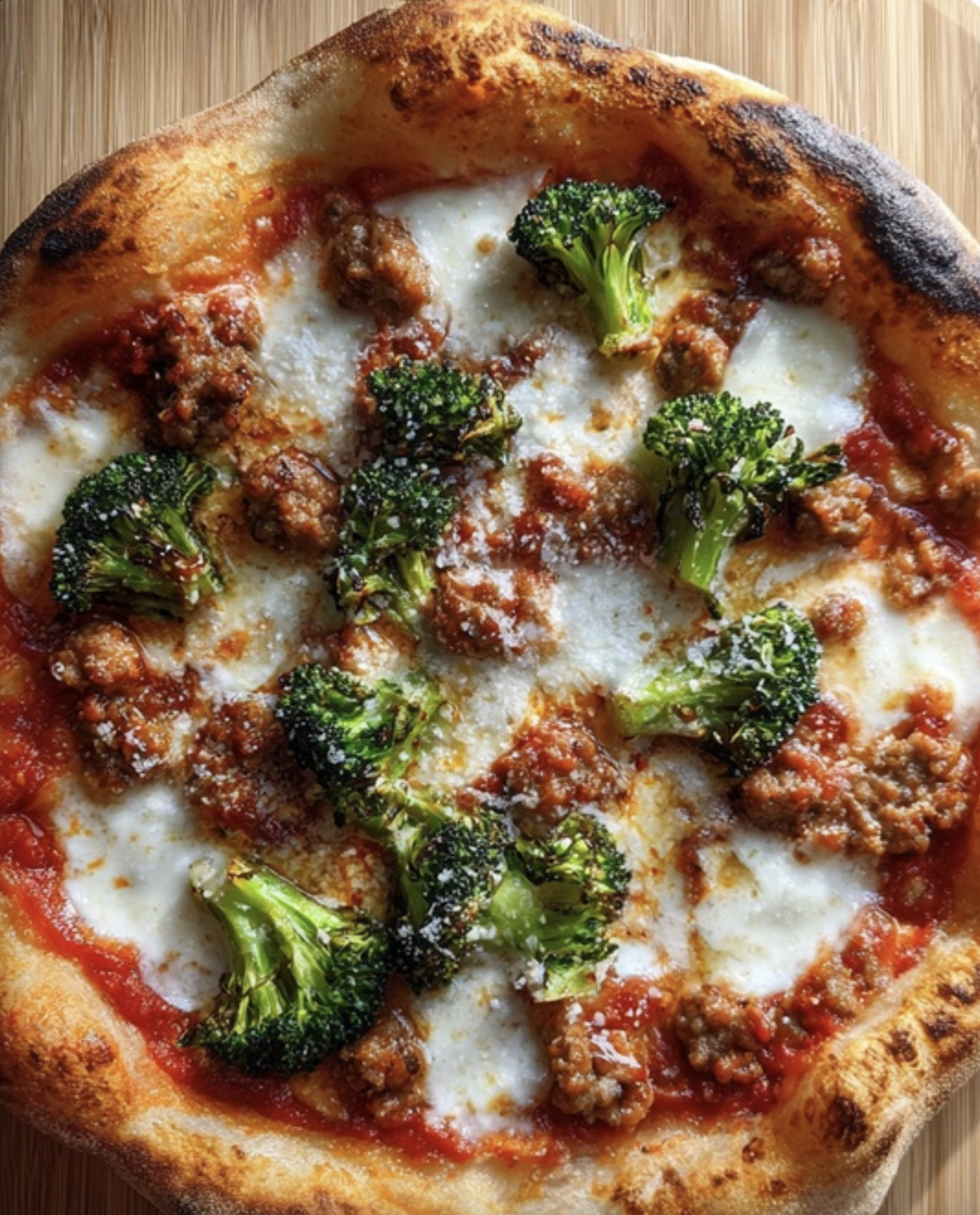 Molise Style Broccoli & Sausage Pizza (Pizza con Salsiccia e Broccoli)