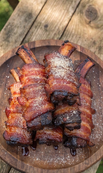 Bacon Wrapped Ribs