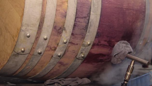 Clean wine barrels and bottling lines.