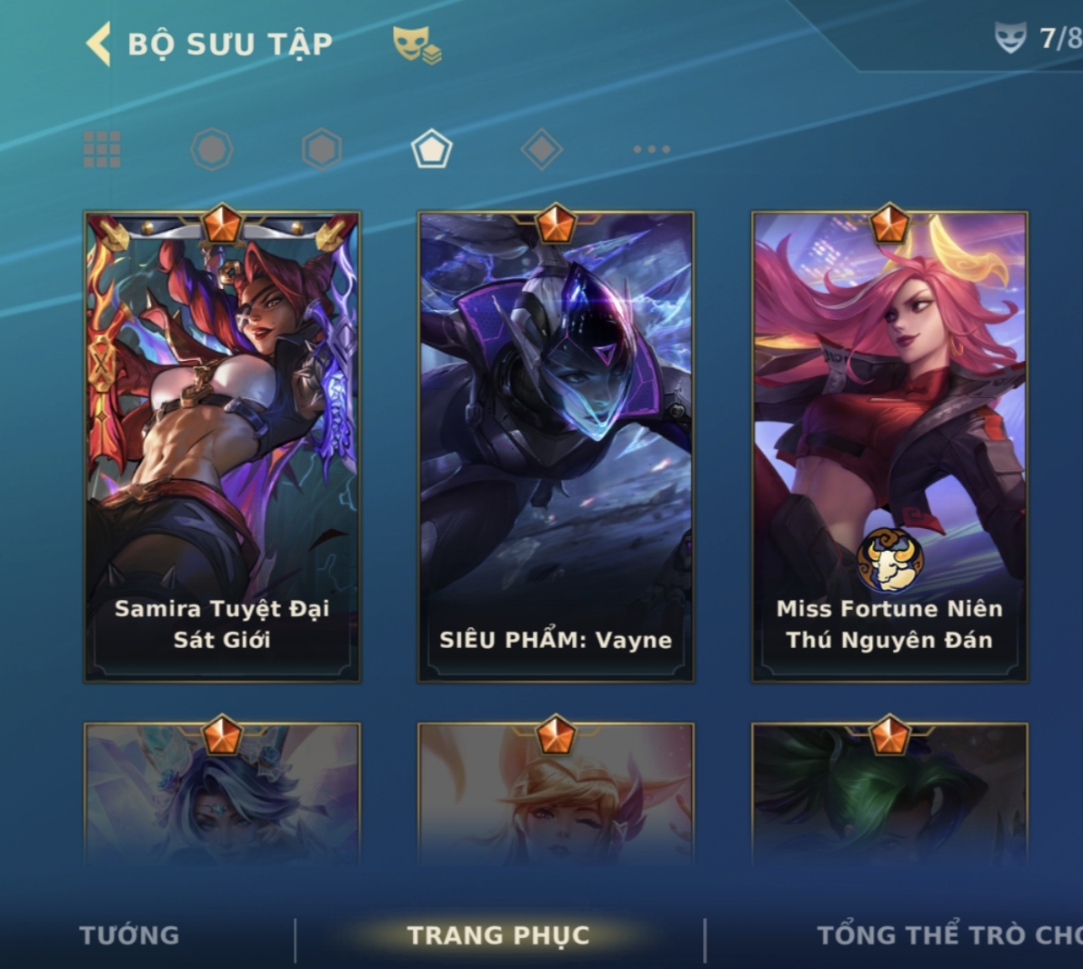Ảnh tài khoản Skin Siêu Phẩm : Vayne, Samira Tuyệt Đại Sát Giới, Miss Fortune Niên Thú Nguyên Đán - ảnh 1