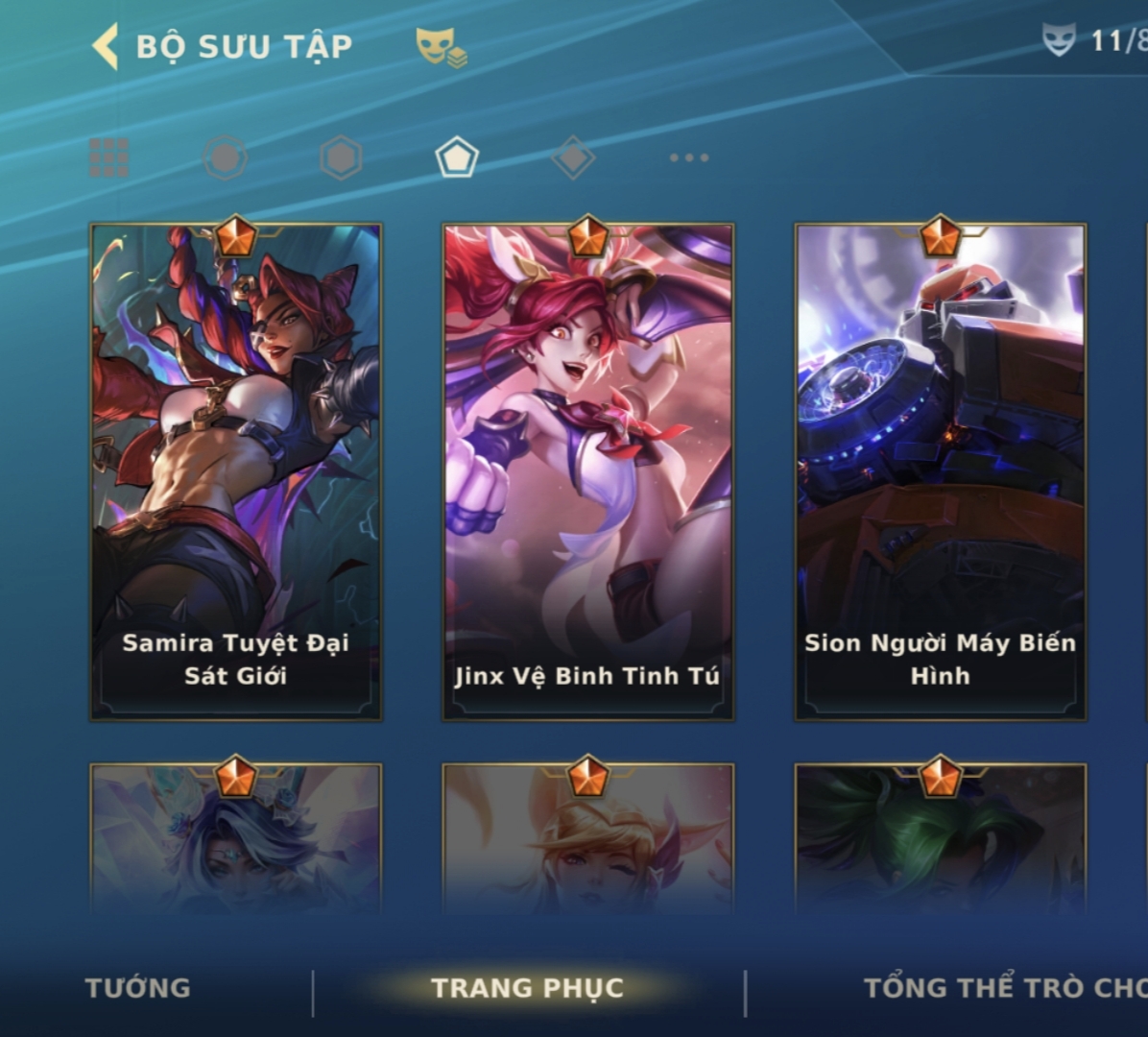 Ảnh tài khoản Skin Jinx Vệ Binh Tinh Tú-Phiên Bản Hoàn Mỹ, Sion Người Máy Biến Hình, Samira Tuyệt Đại Sát Giới  - thumbnail 2