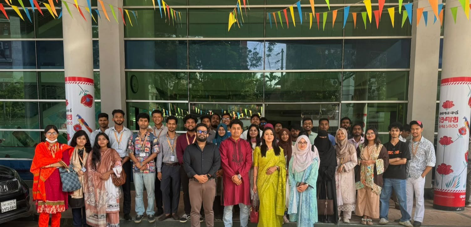 Students and faculty celebrating Pohela Boishakh on campus