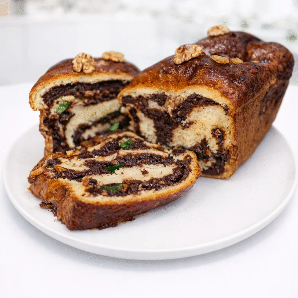 Cozonac cu nucă, rahat și stafide