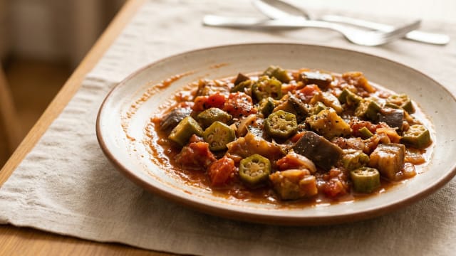 Antiguan Stewed Eggplant and Okra