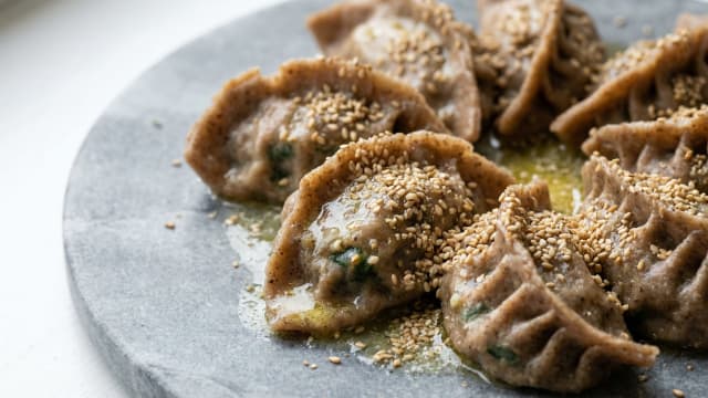 Hoentay (Buckwheat Dumplings with Greens and Cheese)