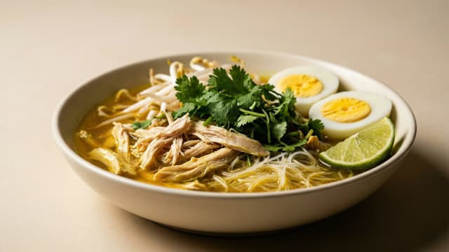 Soto Brunei (Chicken Turmeric Noodle Soup)