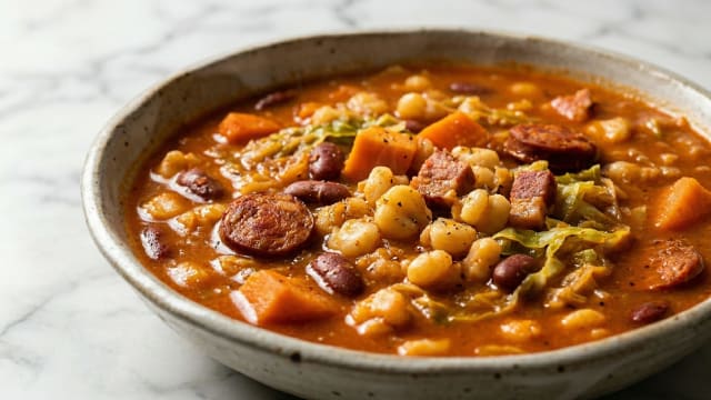 Cachupa Rica (Hominy, Bean, and Meat Stew)
