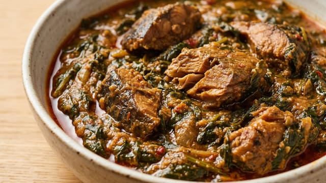 Cassava Leaf Stew with Smoked Fish