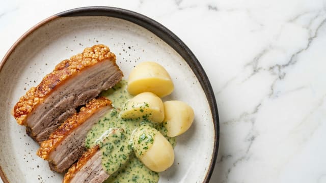 Stegt Flæsk med Persillesovs (Crispy Pork with Parsley Sauce)
