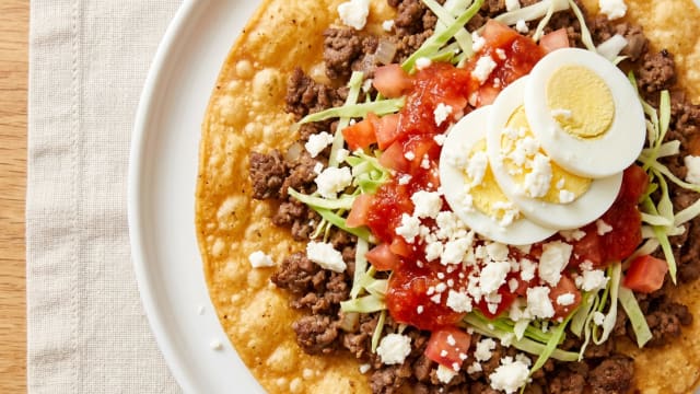 Enchiladas Salvadoreñas (Crisp Tortillas with Beef and Egg)