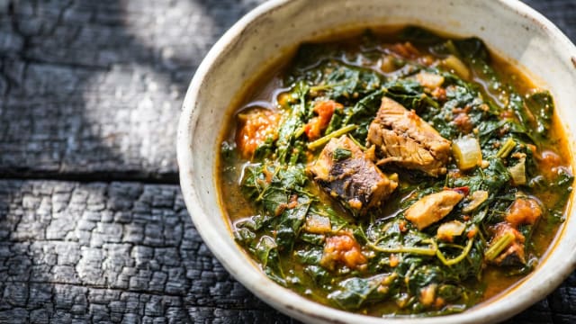 Lomandoha (Taro Leaf and Smoked Fish Stew)