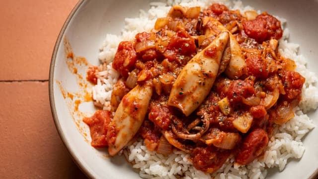 Squid and Tomato Stew with Rice