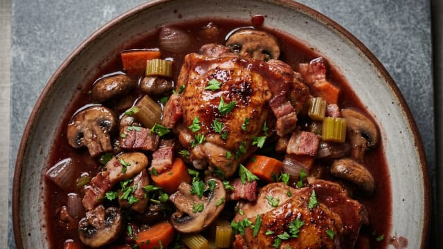 Coq au Vin (Chicken Braised in Red Wine)
