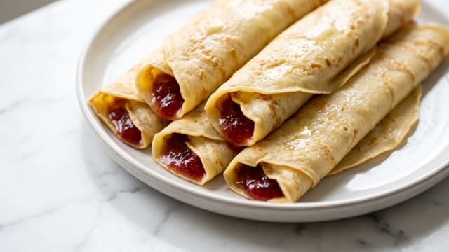 Pönnukökur (Icelandic Pancakes with Jam)