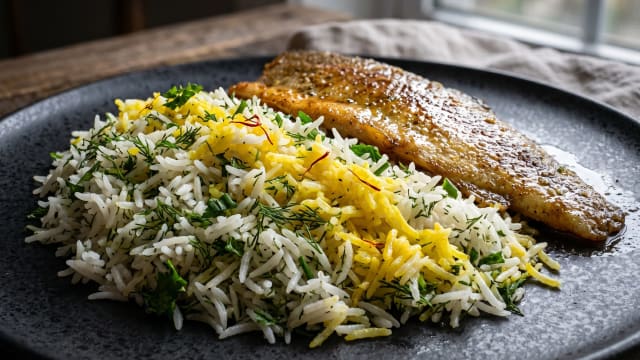 Sabzi Polo ba Mahi (Herb Rice with Trout)
