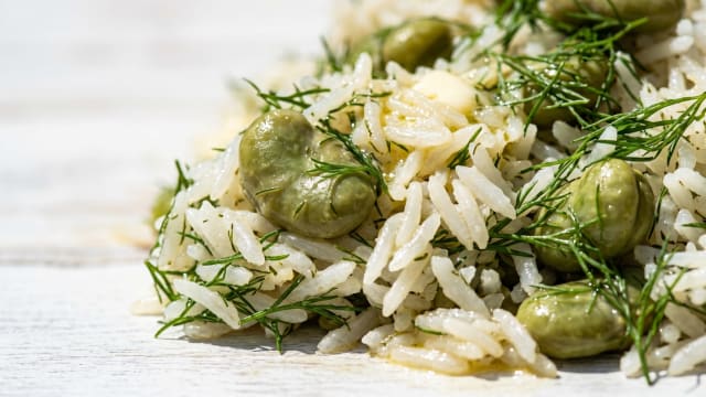 Timman Bagilla (Dill Rice with Fava Beans)