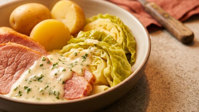 Bacon and Cabbage with Parsley Sauce