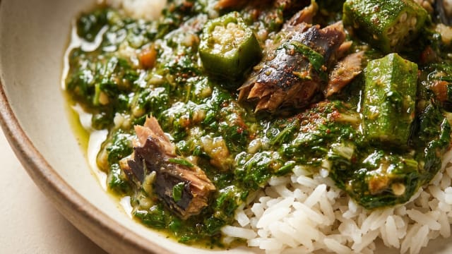 Fakoye (Jute Leaf Sauce with Smoked Fish)