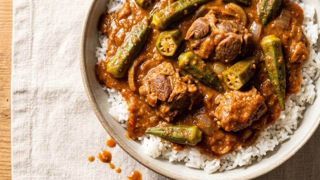 Mauritanian Peanut Stew with Goat and Okra