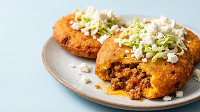 Enchiladas Nicaragüenses (Stuffed Fried Corn Patties)