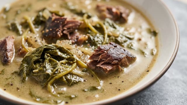 Papua New Guinea-Style Smoked Fish and Taro Leaf Soup