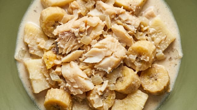 Ladob Sale (Savory Salt Cod Ladob)