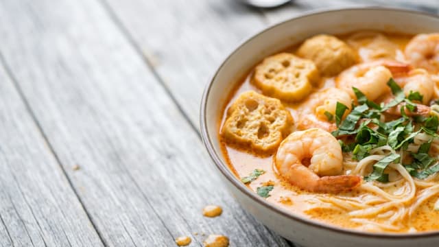 Singapore Laksa (Spicy Coconut Noodle Soup)