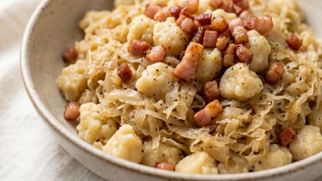 Strapačky s Kyslou Kapustou (Potato Dumplings with Sauerkraut)