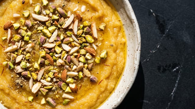 Khabees (Saffron Semolina Pudding)