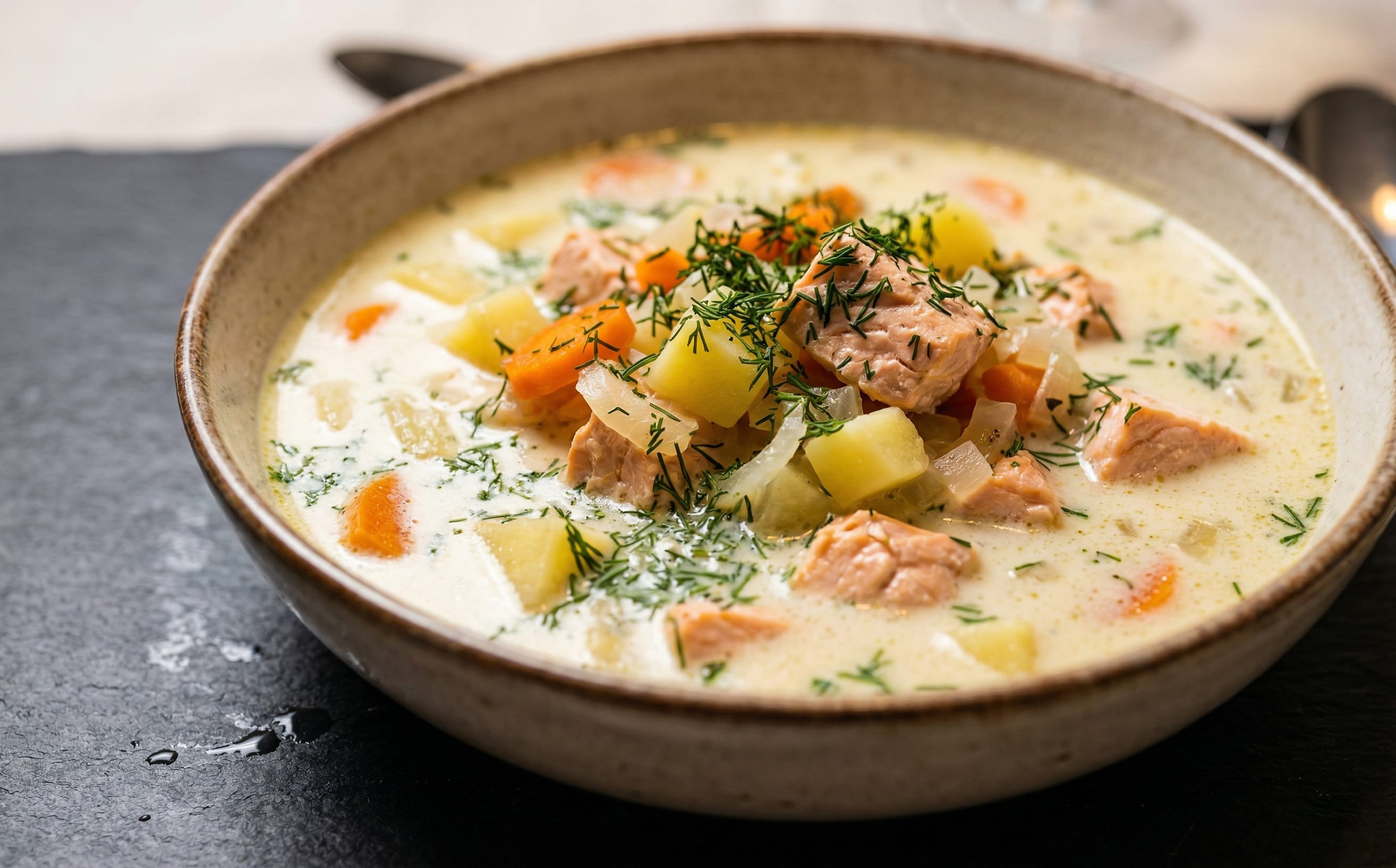 Creamy Salmon Soup with Dill