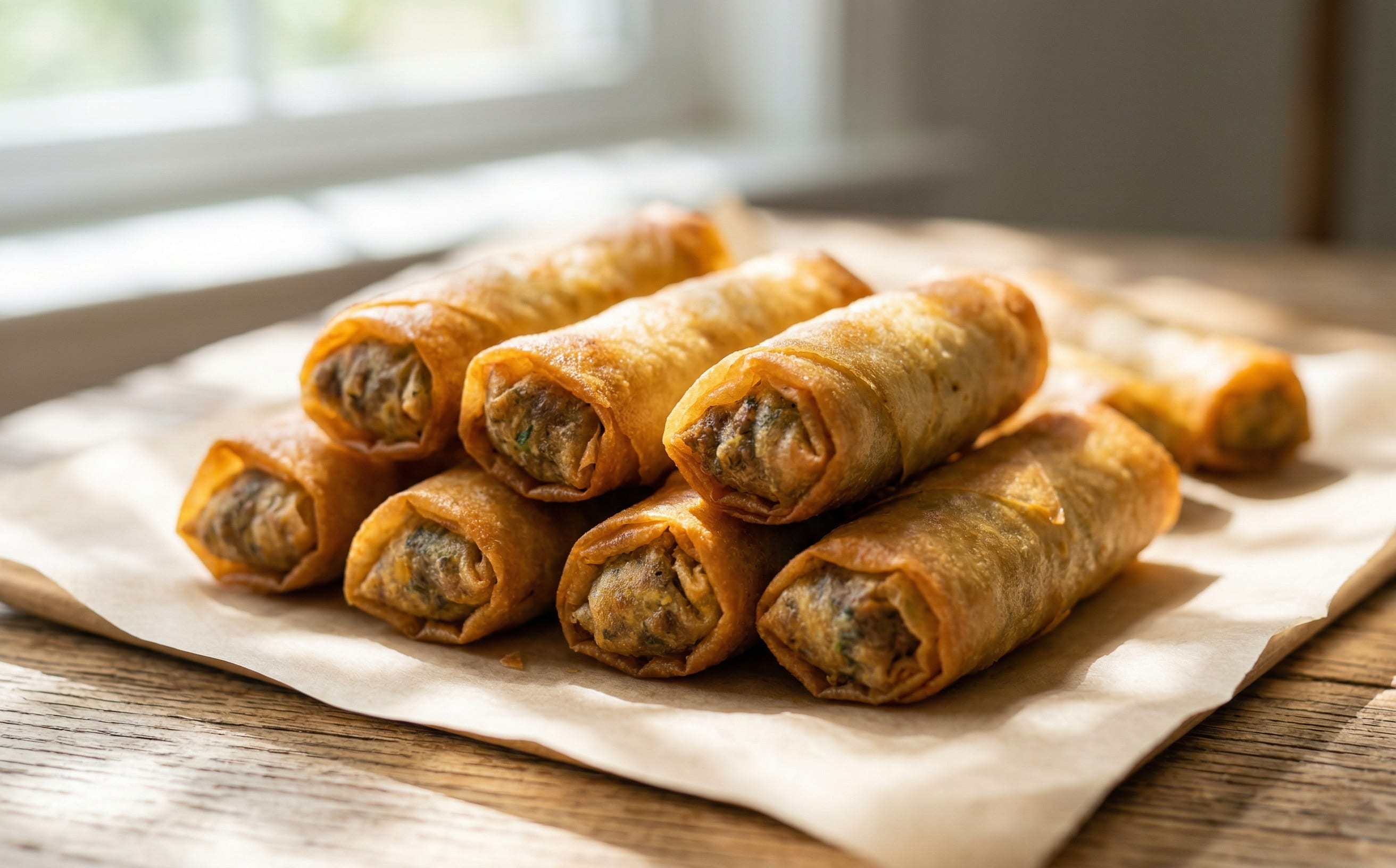 Bourek à la Viande (Meat and Egg Pastry Rolls)