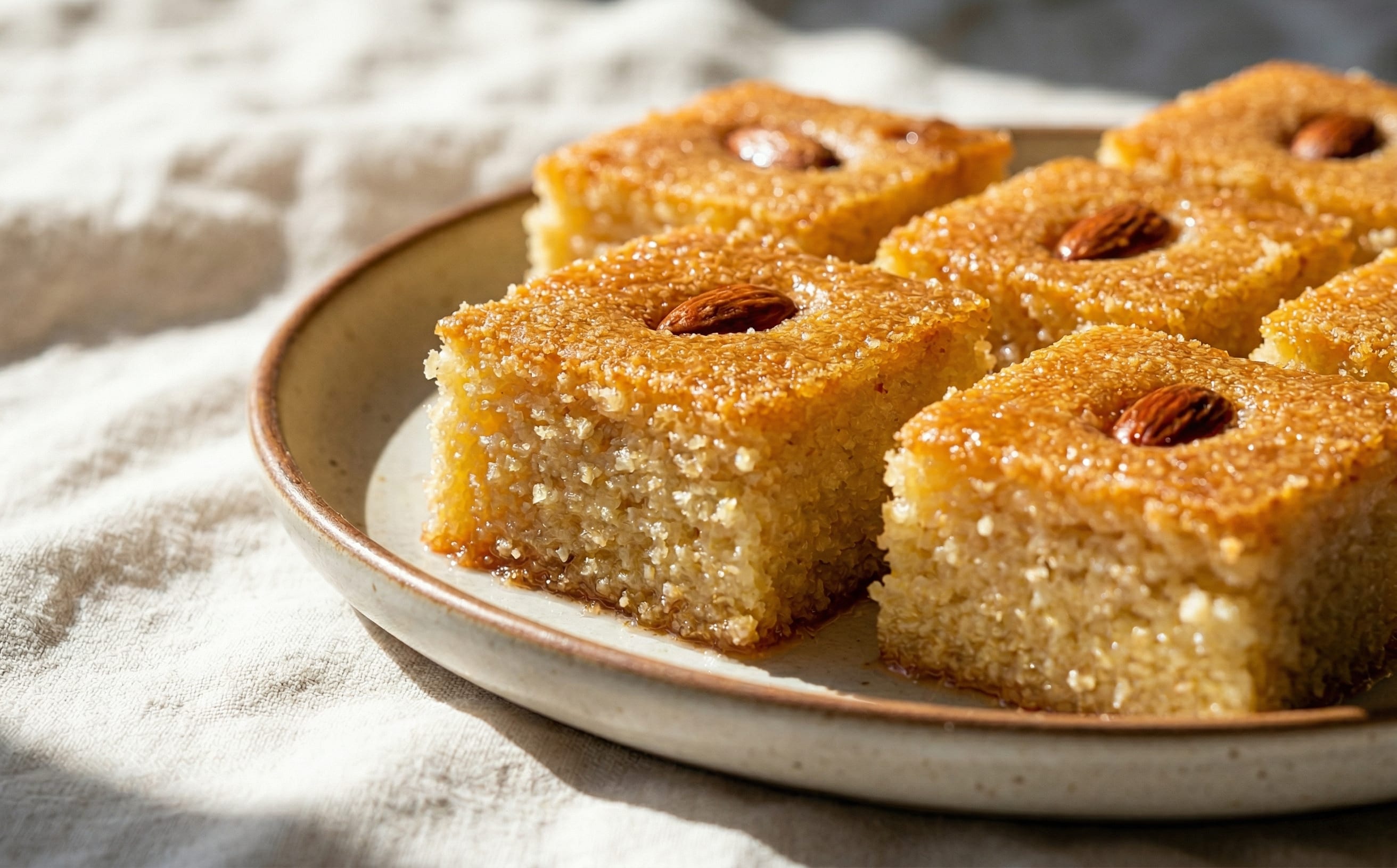 Kalb el Louz (Semolina and Almond Syrup Cake)