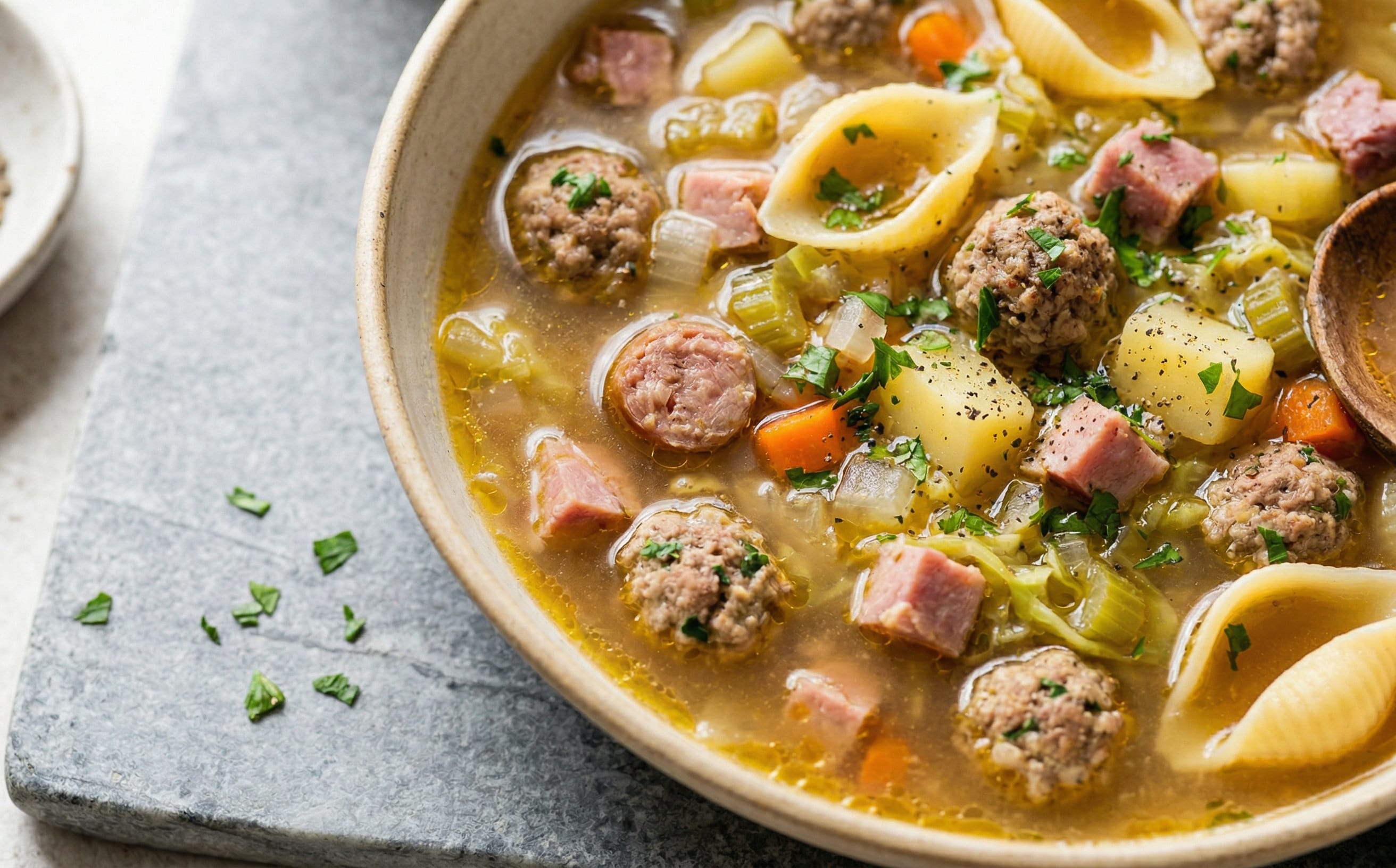 Escudella i Carn d'Olla (Meat, Vegetable, and Galets Soup)