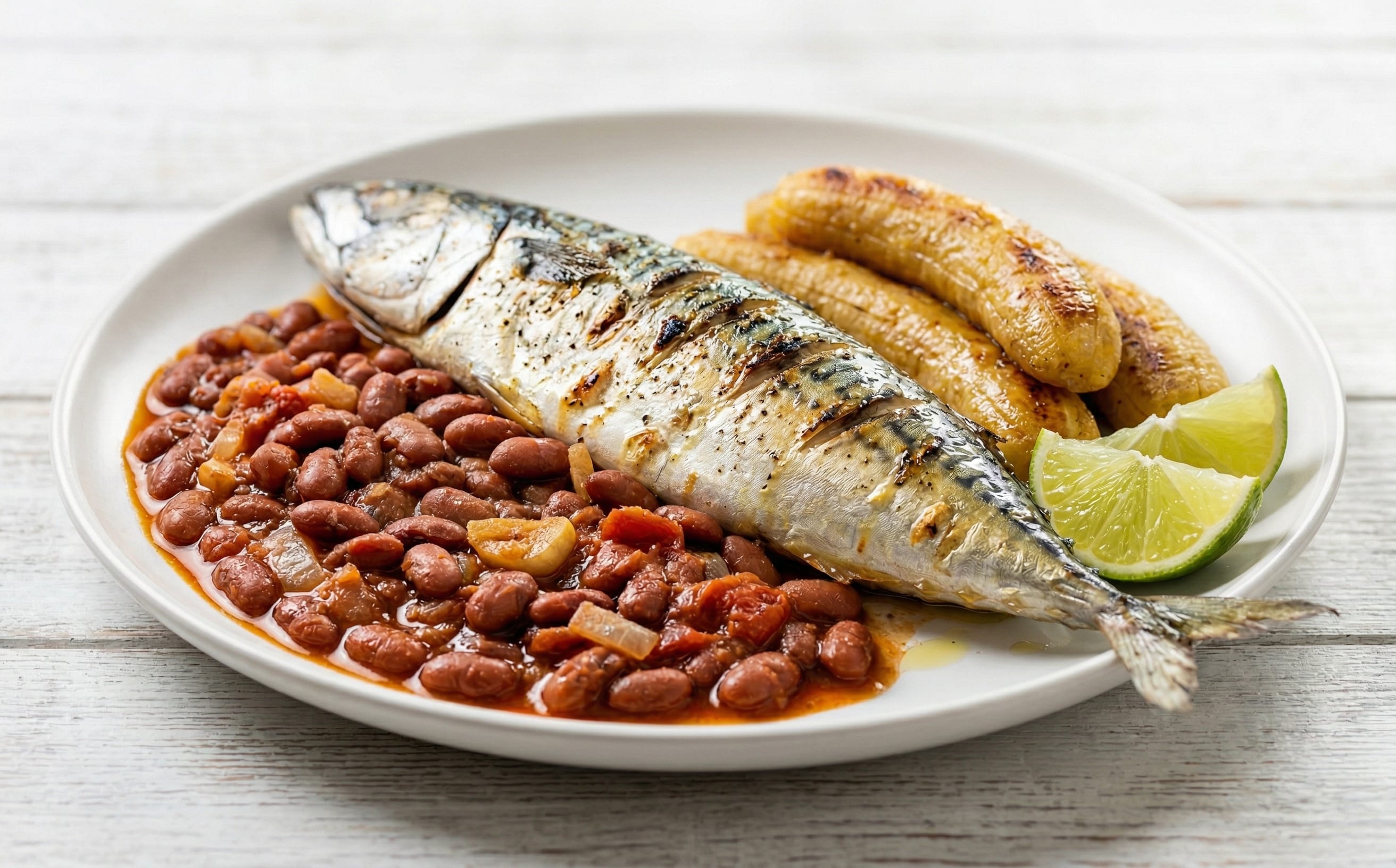 Mufete (Grilled Fish with Beans and Plantains)