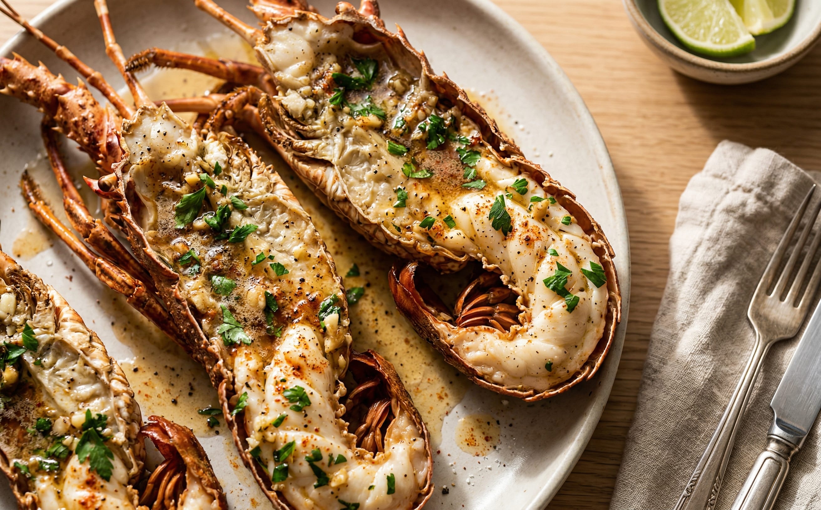 Grilled Spiny Lobster with Garlic and Lime