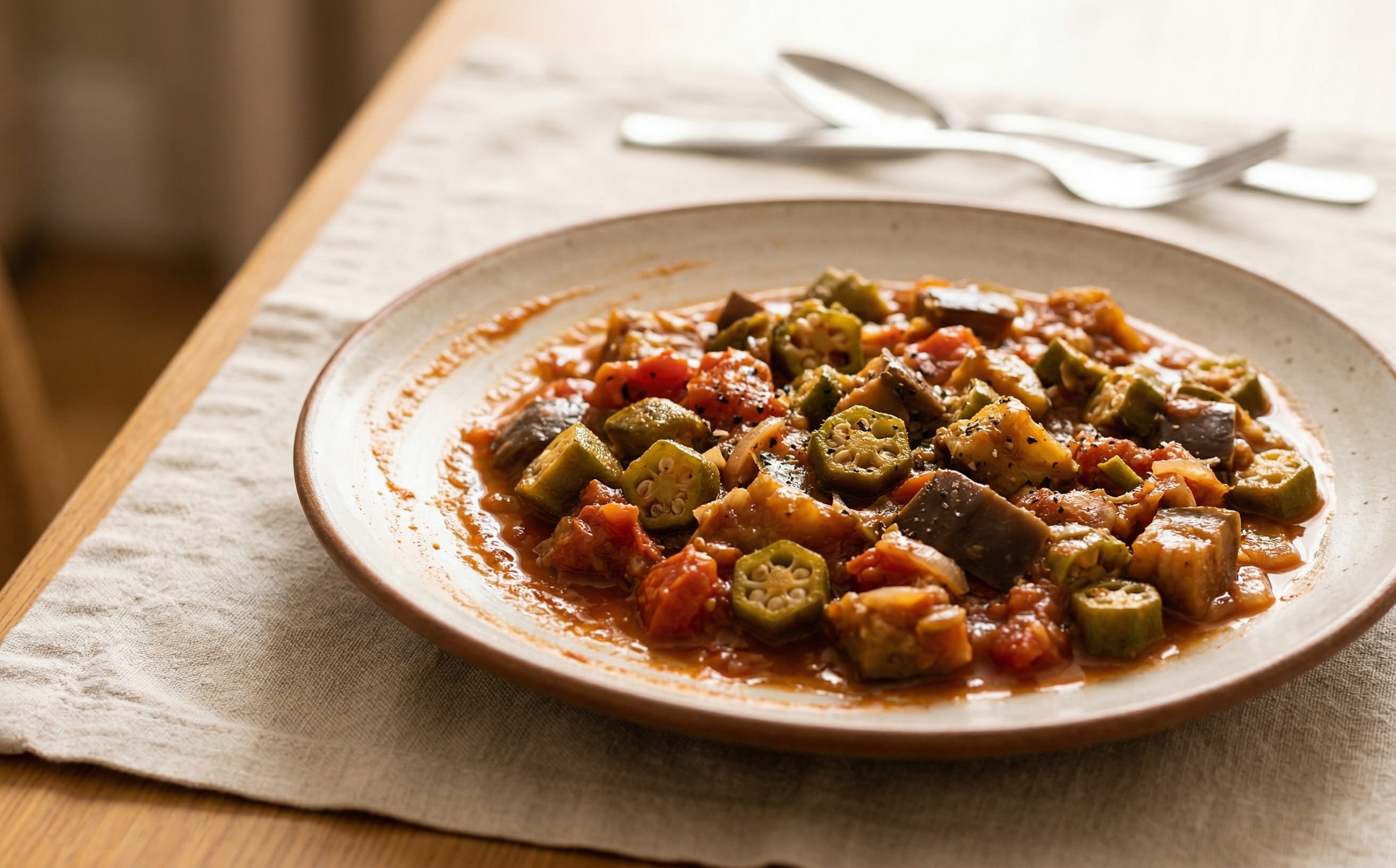 Antiguan Stewed Eggplant and Okra
