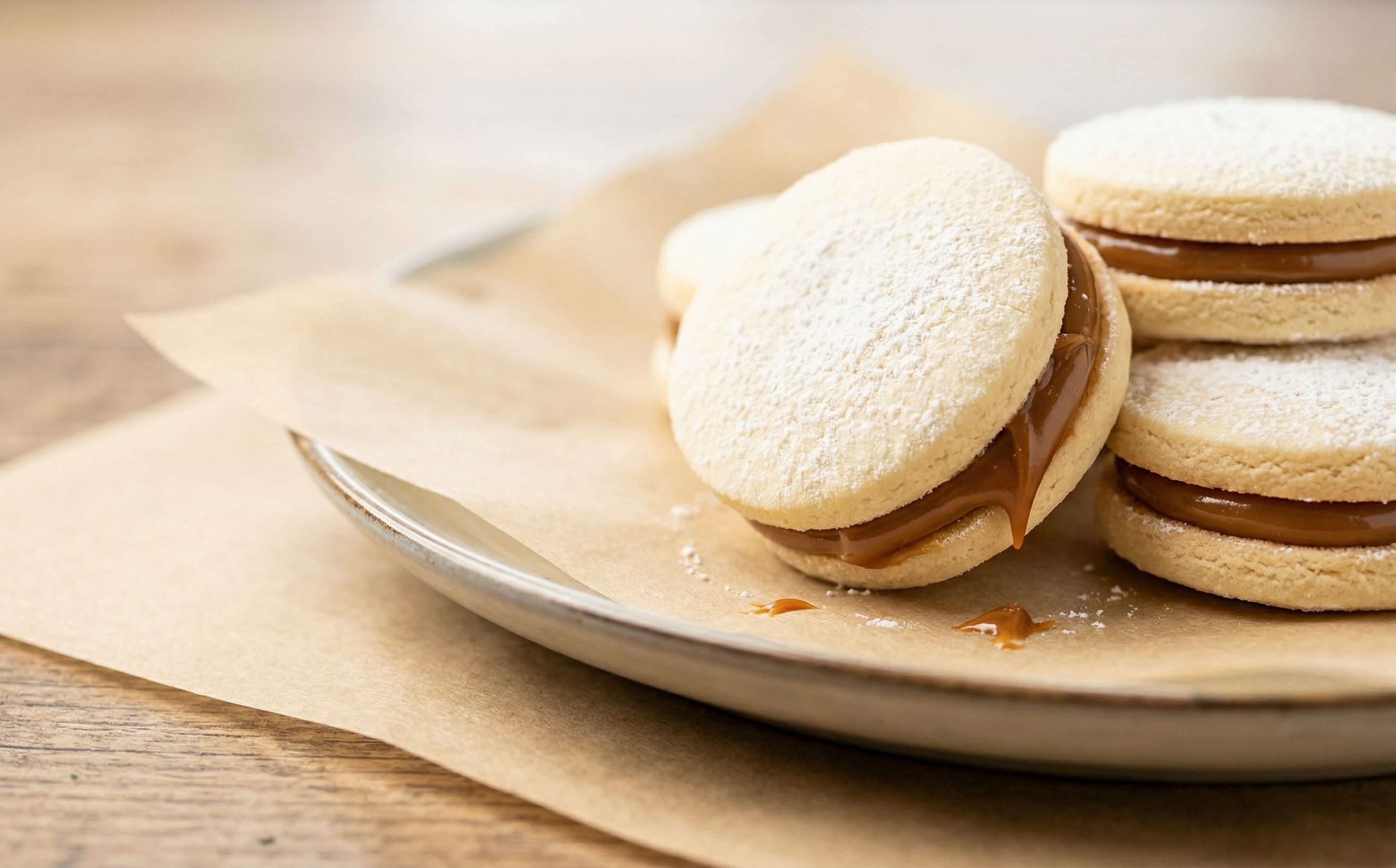 Alfajores de Maicena (Cornstarch Cookies with Dulce de Leche)