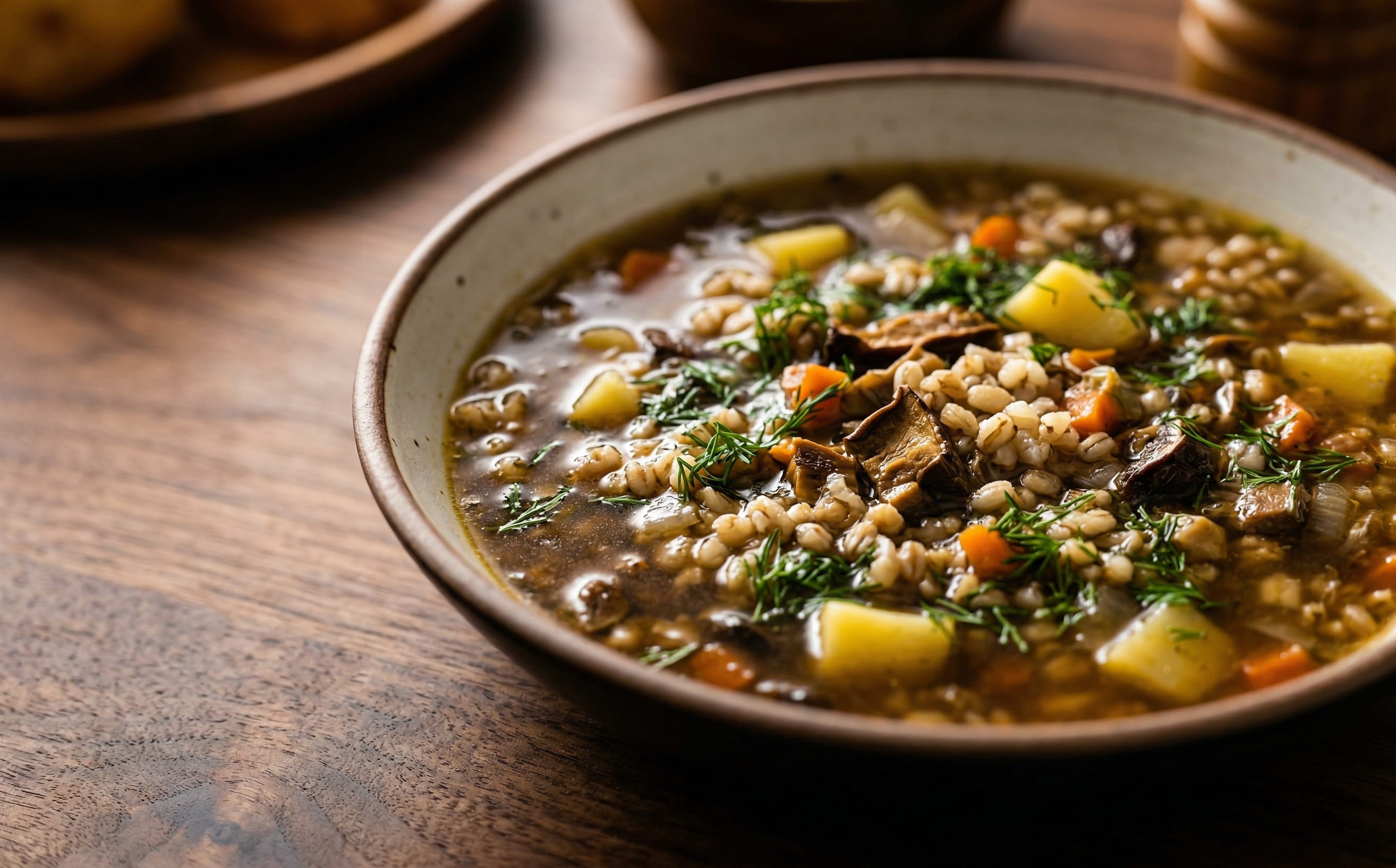 Krupenia (Barley and Porcini Soup)