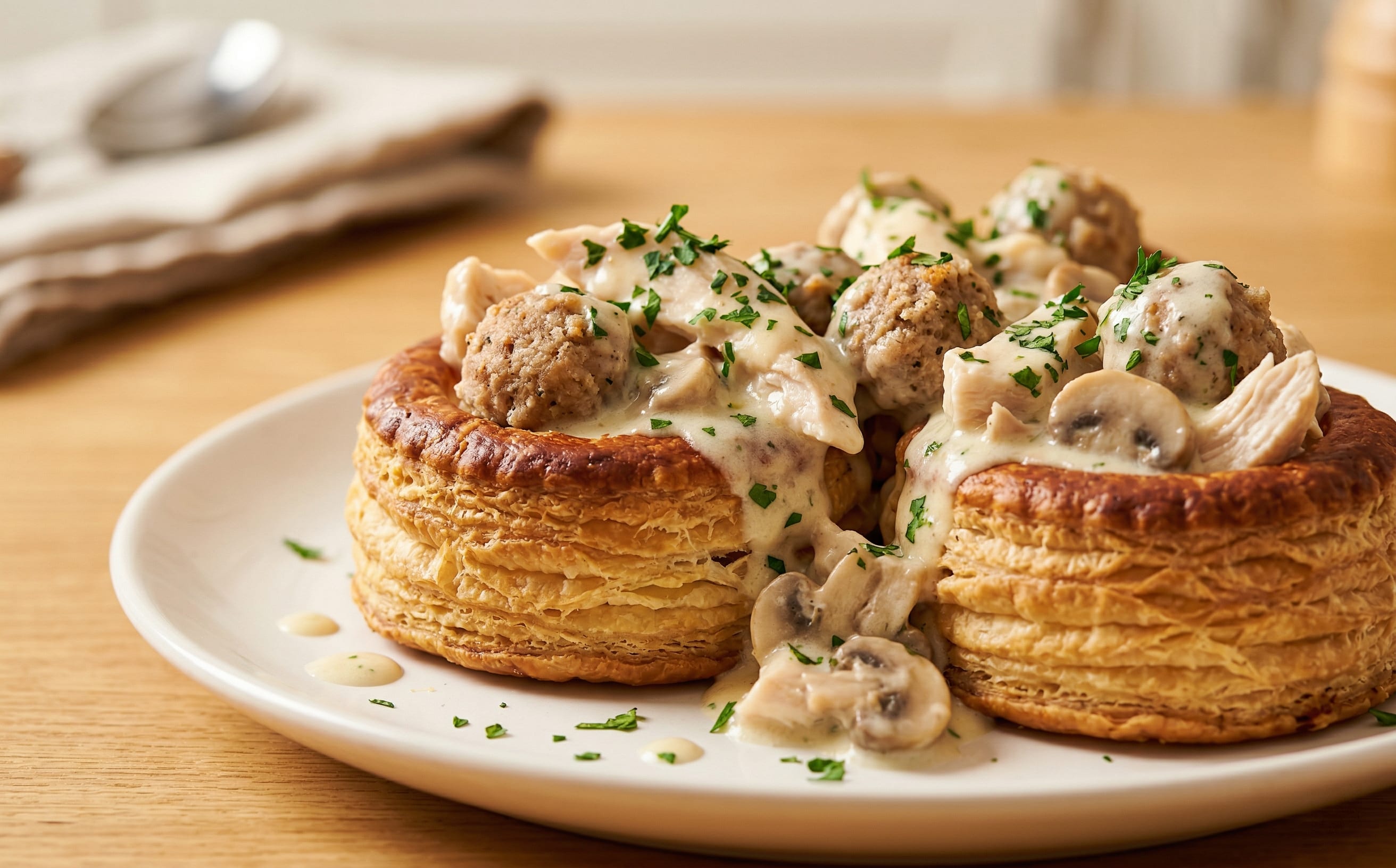 Vol-au-Vent (Chicken and Mushroom Pastry Shells)