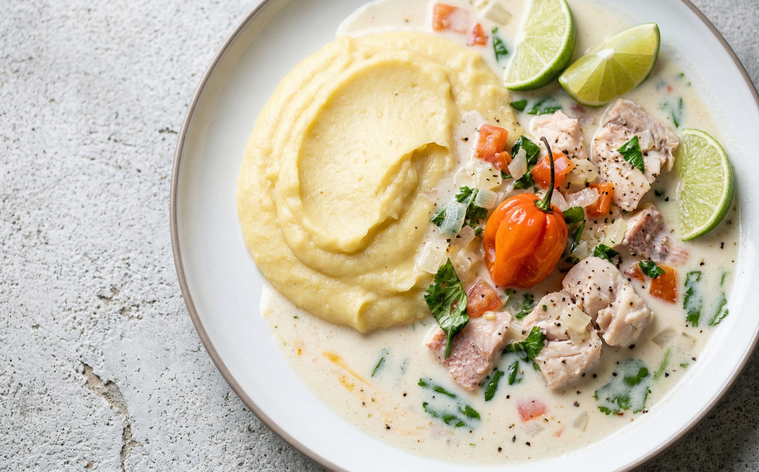 Hudut with Seré (Mashed Plantain with Coconut Fish Stew)