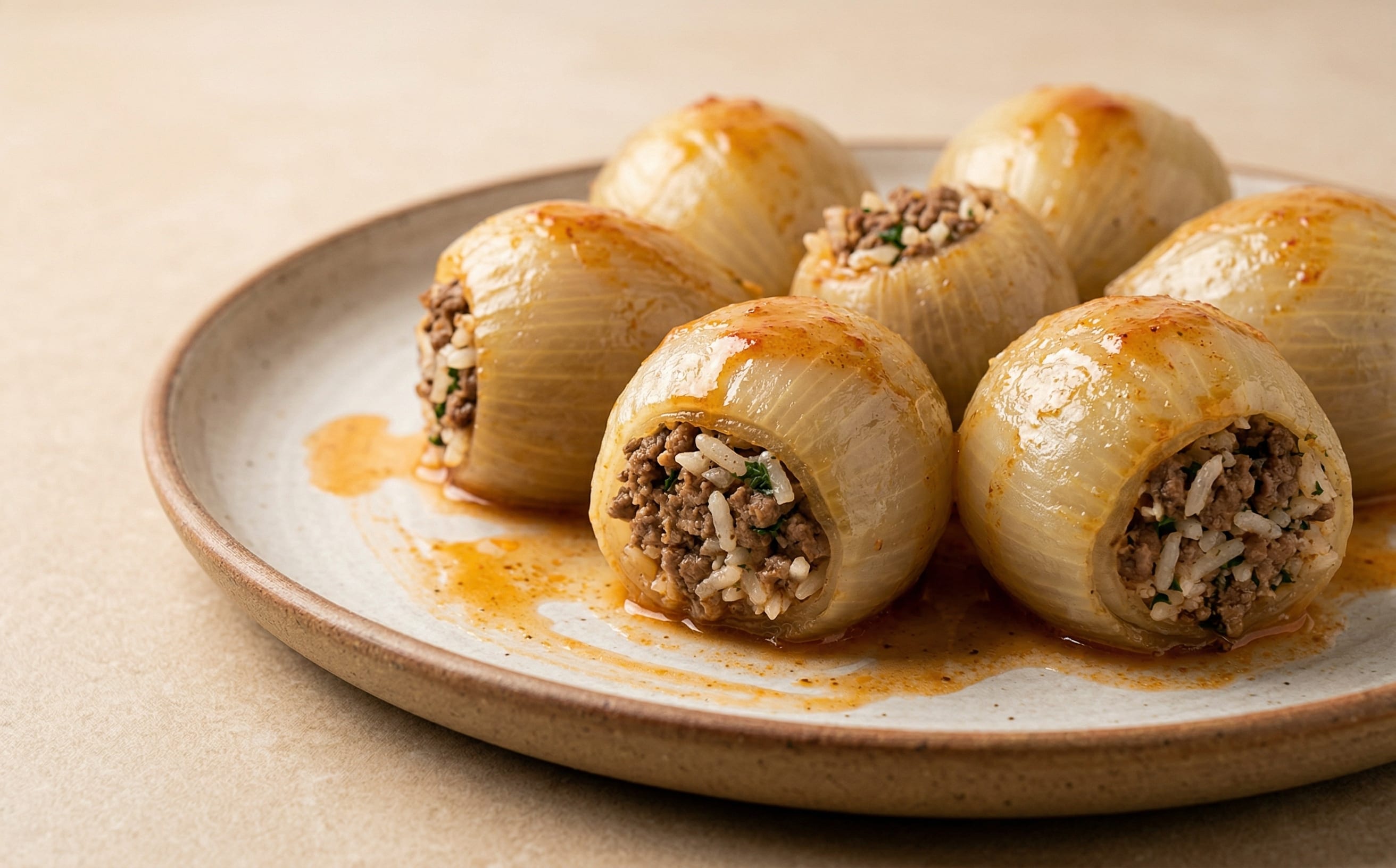 Sogan-Dolma (Stuffed Onions with Meat and Rice)