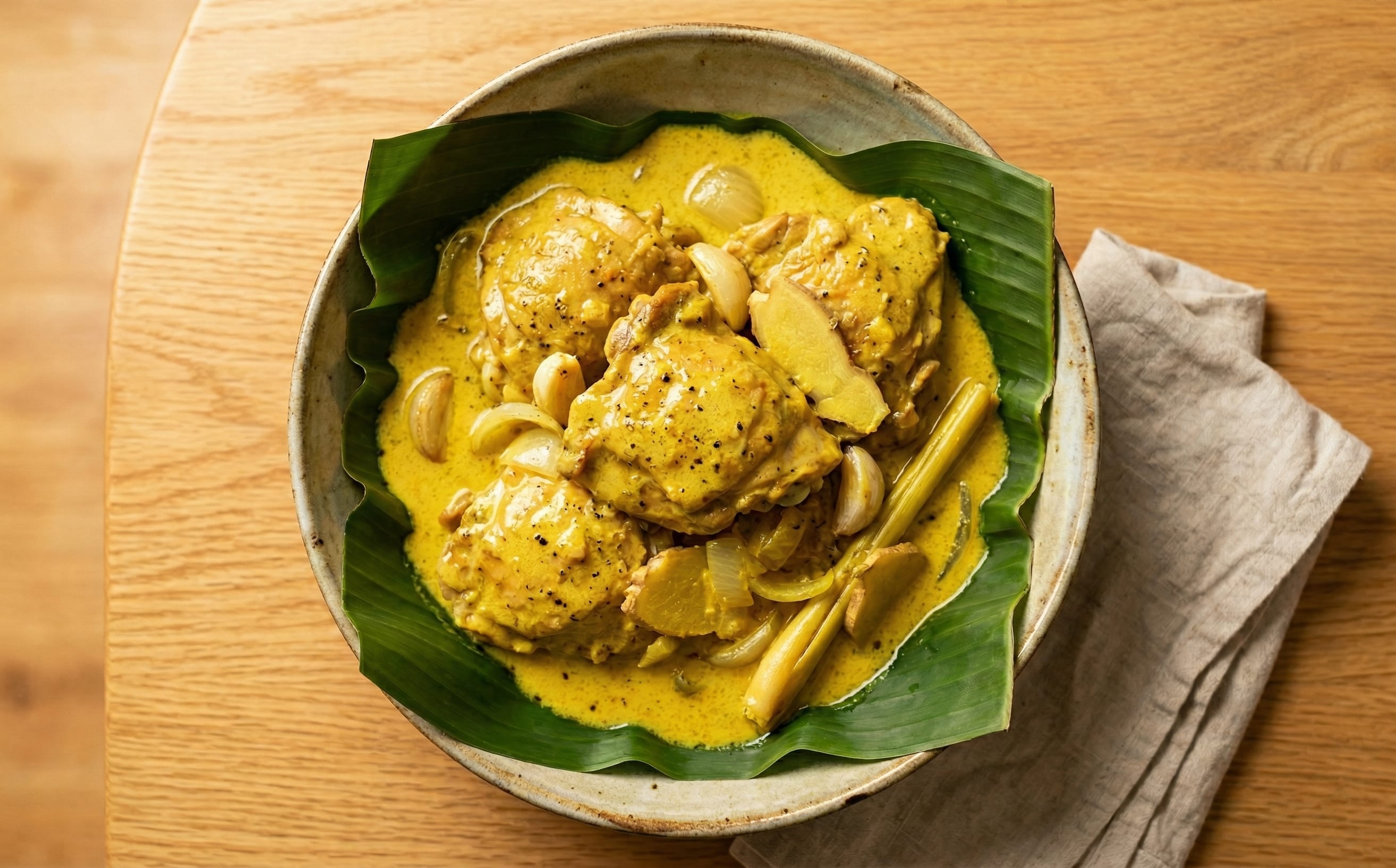 Brunei-Style Coconut Chicken in Banana Leaf