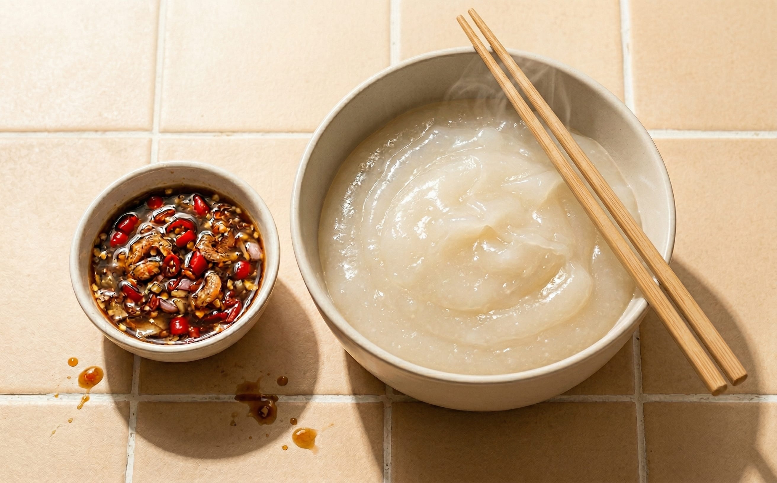 Ambuyat (Sago Starch Porridge with Spicy Dip)