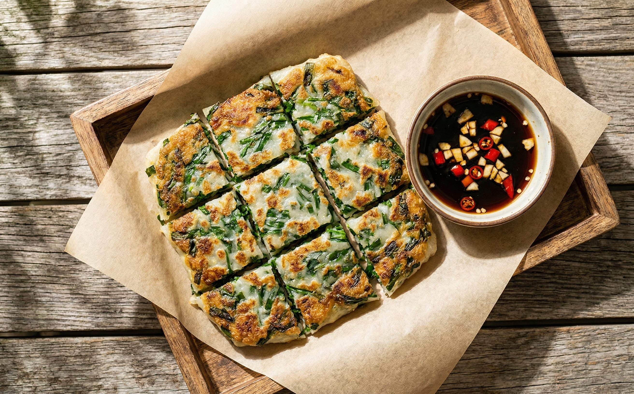 Num Kachay (Pan-Fried Chive Rice Cakes)