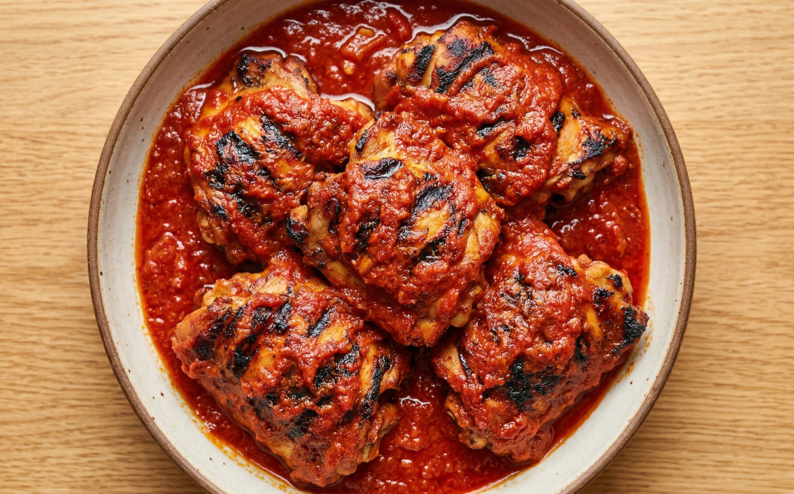 Poulet Braisé (Grilled Chicken in Palm-Oil Tomato Sauce)